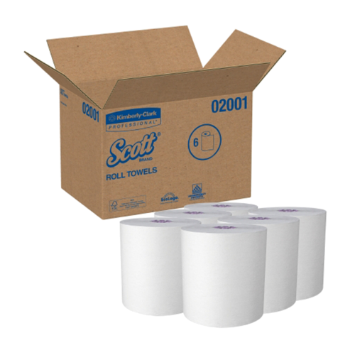 Kimberly Clark KC-02001 White Paper Towel Roll, 6 rolls in 1 case