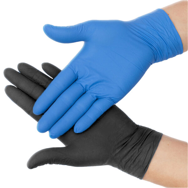 Black and Blue nitrile gloves